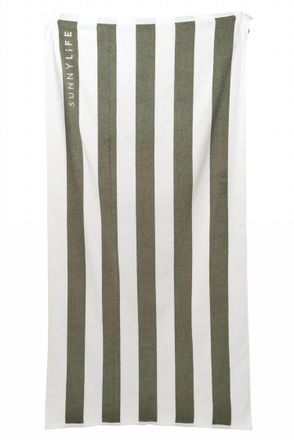 Sunnylife Luxe Beach Towel In The Vacay Olive Stripe