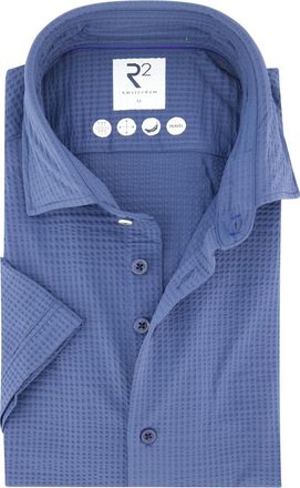R2 Overhemd R2 blauw geprint korte mouw