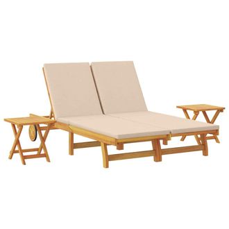 vidaXL Tumbona Con Coj&iacute;n Beige Madera De Acacia S&oacute;lida Vidaxl