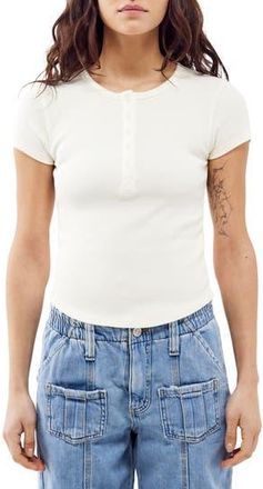 BDG Rib Henley T-Shirt in Gardinia at Nordstrom Rack, Size X-Small
