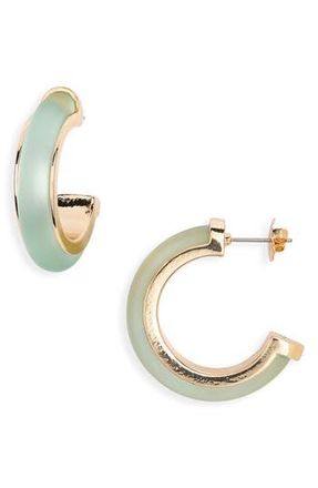Nordstrom Rack Frosted Resin Hoop Earrings in Aqua- Gold at Nordstrom Rack