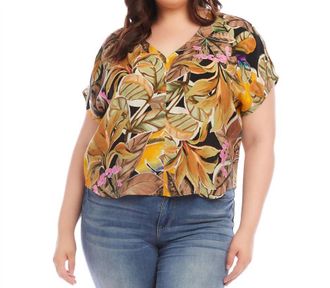 Karen Kane Curvy Dolman Sleeve Top - Plus In Tropical Flower Print