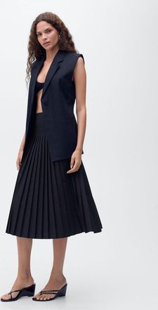 Mango Gonna plissettata midi blu marino scuro - Donna - XS - MANGO