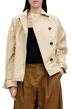 Mango Cotton Crop Trench Coat in Light/Pastel Grey at Nordstrom Rack, Size Large