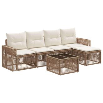 vidaXL Conjunto De Sof&aacute;s De Jard&iacute;n 6 Pcs Beige Y Blanco Crema Vidaxl