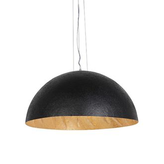 QAZQA Qazqa + Moderno L&aacute;mpara Colgante Industrial Negra Con Dorado 70 Cm - Magna Pl&aacute;stico /acero Redonda Adecuado Para Led Max. 3 X 60 Watt