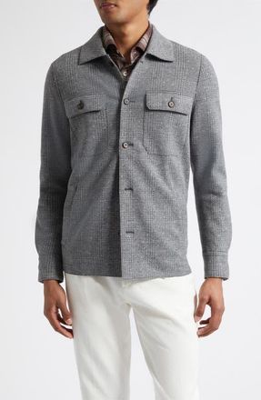 Eleventy Slim Fit Overshirt in 14 Med Melange Gray at Nordstrom, Size 52