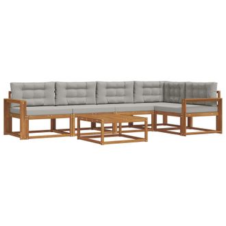 vidaXL Conjunto De Sof&aacute;s De Exterior 6 Pcs Natural Y Gris Claro Vidaxl