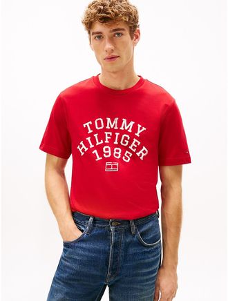 Tommy Hilfiger Mens Weathered Arch Logo T-Shirt - Red - XXL