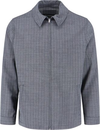 White Sand Grey Pinstripe Virgin Wool Blend Jacket