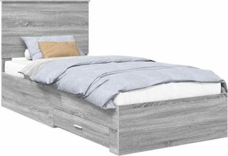 vidaXL Bed Frame with Drawer Grey Sonoma 90 x 200 cm Engineered Wood vidaXL