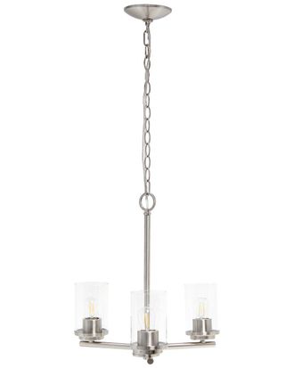 Lalia Home 3-Light 15In Classic Contemporary Clear Glass And Metal Hanging Pendant Chandelier