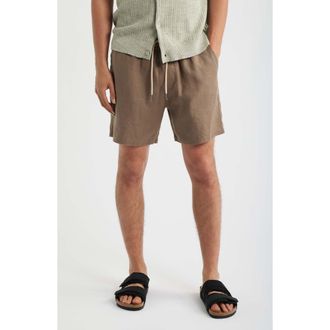 Nn.07 1454 Gregor Linen Drawstring Shorts in Clay Mirage at Nordstrom, Size Xx-Large