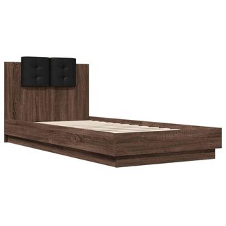 Berkfield Home Durable Bed Frame with LED without Mattress Brown Oak 100x200 cm