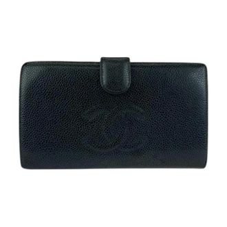 Chanel Pre-owned Vintage Coco Mark Lederen Lange Portemonnee - Dames - Pre-owned - Zwart - Maat: ONE Size Leer