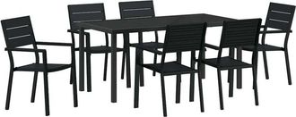 vidaXL Garden Dining Set 7 pcs Black Powder-Coated Steel vidaXL