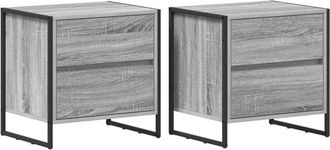 vidaXL Mesa De Noche Con Caj&oacute;n 2 Pcs Gris Sonoma 50 X 39.5 X 50 Cm Vidaxl