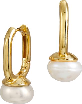 Savvy Cie Jewels 18K Gold Vermeil Pearl Hoop