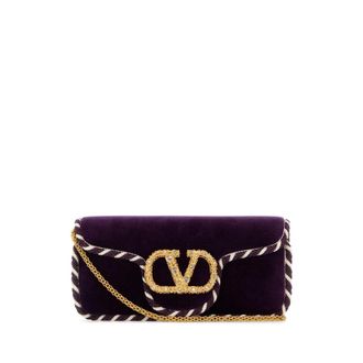 Valentino Garavani Purple Velvet Loca Clutch