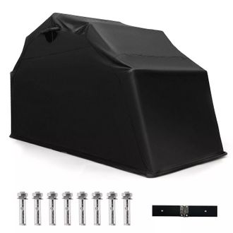 Costway Costway 342 x 137 x 193cm Outdoor Motorcycle Shelter Portable Garage Motorbike Storage Shed in Black | Size: 342 x 137 x 193 cm