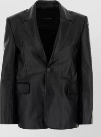 Balenciaga leather jacket single breasted notch lapel