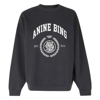 Anine Bing Miles Sweatshirt Collegiate - Dames - Sweatshirts - Zwart - S - Katoen - Hoodies & sweatvesten