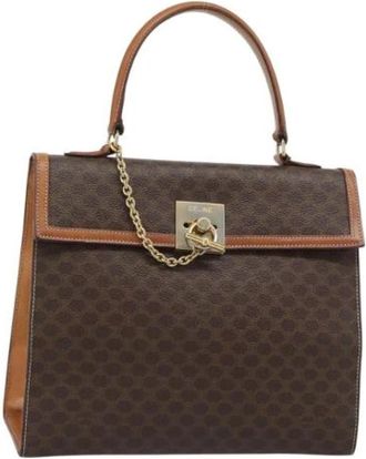 Celine Pre-owned Macadam Canvas Hand Bag - Dames - Vintage Handtas - Bruin - ONE Size - Leer - Vintage