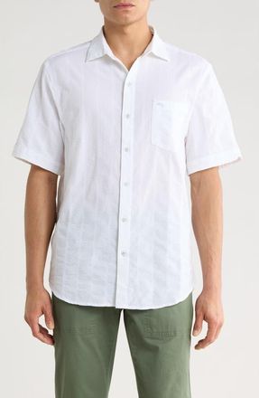 Tommy Bahama Nova Wave Short Sleeve Seersucker Button-Up Shirt in White at Nordstrom, Size Xxx-Large