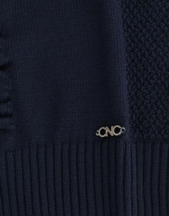 Costume National Womens Dark Blue V-Neck Wool Sweater Acrylic Clothing