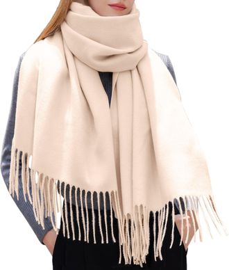 Generic Womens Scarf Pashmina Shawls and Wraps Cashmere Feel Scarfs for Women Winter Warm Thick Ladies Cashmere Scarves with Tassel for Weddings Evening Dress