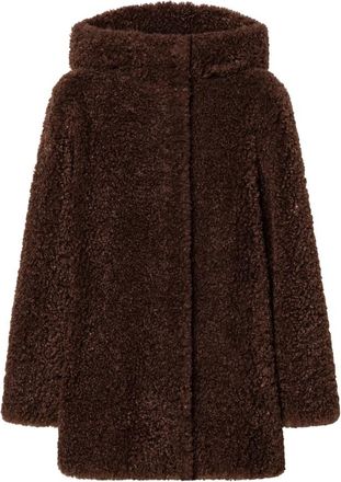 Roberto Ricci Design Lamsbont Capuchon Jas - Dames - Jassen - Bruin - M - Polyester - Jassen