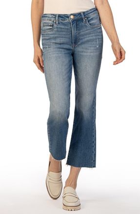 Kut from the Kloth Kelsey Fab Ab High Waist Raw Hem Ankle Flare Jeans in Perceptual W/me at Nordstrom Rack, Size 18 (Similar To 14W)