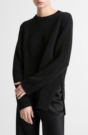 Vince Cotton Blend Tunic Sweater in Black at Nordstrom, Size Xx-Small
