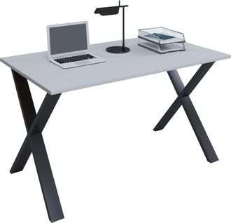 ebuy24 Vcm Wood Desk Al. 76 X An. 110 X P. 80 Cm Mesa De Ordenador Lisa Pies De Metal De Alta Calidad Mesa De Trabajo Muebles De Oficina - Lona X (negro / Bl