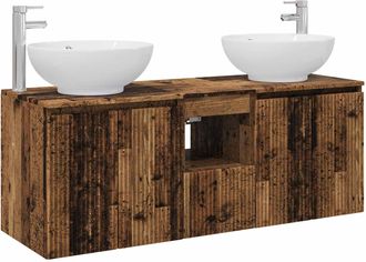 vidaXL Juego De Muebles De Ba&ntilde;o 3 Uds. Madera Envejecida Vidaxl