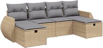 vidaXL Vidaxl - Juego De Sof&aacute;s Jard&iacute;n Con Cojines Beige Mezcla 6 Pzas Rat&aacute;n Pe