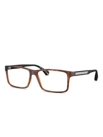 Emporio Armani rectangle-frame glasses - men - Plastic - 56 - Brown