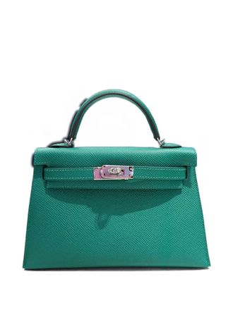 Hermès Borsa tote Kelly Sellier 20 mini in pelle Epsom con dettagli in palladio 2025 - Verde