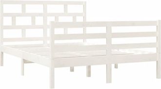 vidaXL Vidaxl - Estructura De Cama Doble De Madera Maciza Blanco 135x190 Cm