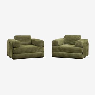 Sklum Pack De 2 Sillones Cama En Pana Envasados Al Vac&iacute;o Paoly Sklum