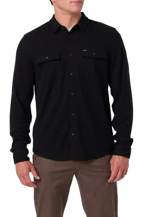 O'Neill Sutton Solid Stretch Flannel Button-Up Shirt in Black at Nordstrom, Size Xx-Large