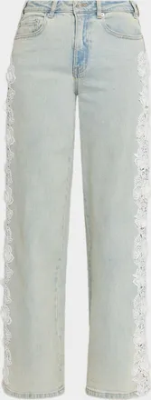 Generation Love Esme Lace Appliqu&eacute; Straight-Leg Jeans