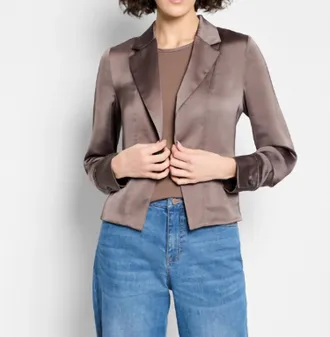 Nic+Zoe Day Gloss Tuxedo Jacket In Cocoa