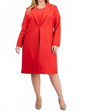 Le Suit Sheath Dress And Long Matching Jacket In Red