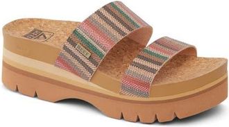Reef Cushion Vista Higher Platform Slide Sandal in Multi Woven at Nordstrom, Size 8