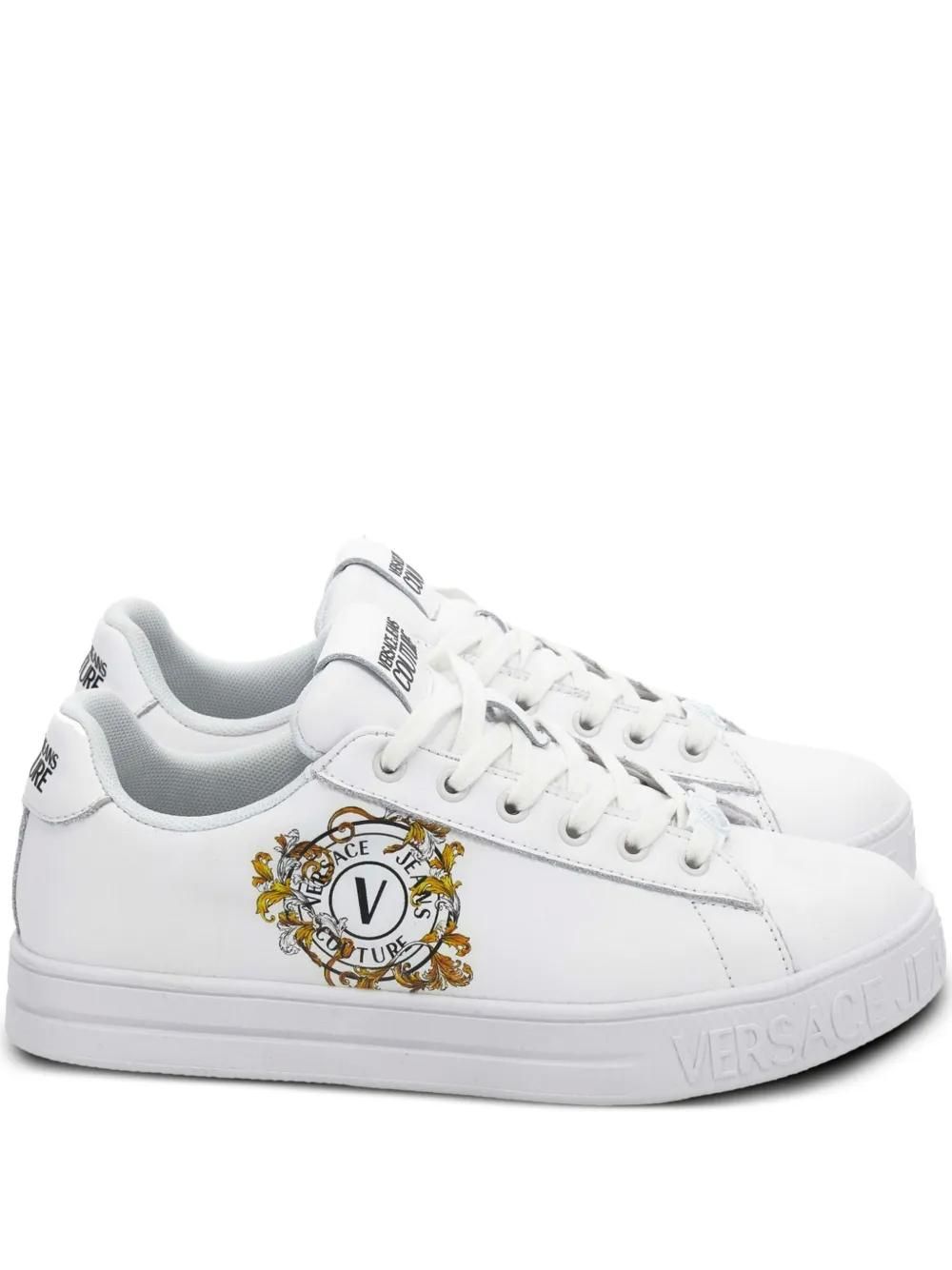 スニーカー Versace Panelled White Sneakers With Cut-Out Detailing Versace White Sneakers With Panelled Design And Cut-out