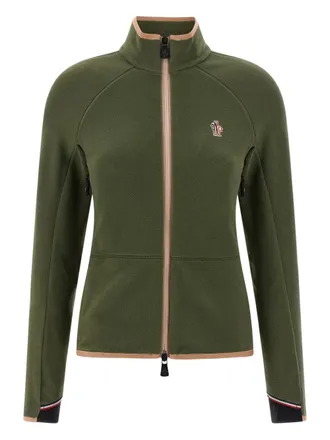 Moncler logo-patch cardigan - women - Polyester/Spandex/Elastane - M - Green