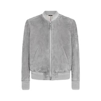 Tom Ford Suede Bomber Jacket - male - Tom Ford - Leather Jackets - Gray - 2XL - Jackets