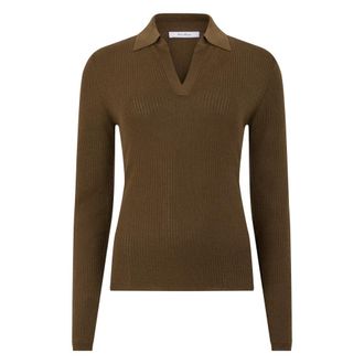 Max Mara Kasjmier en Zijde Polo Trui - Dames - V-hals truien - Bruin - M - Kasjmier - Truien & Vesten