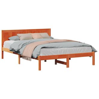 Berkfield Home Pine Wood Bed Frame Wax Brown Solid Pine Wood 150 x 200 cm